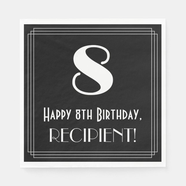 8:e födelsedagen ~ Art Deco Inspired Titta "8", Na Pappersservett (Framsidan)