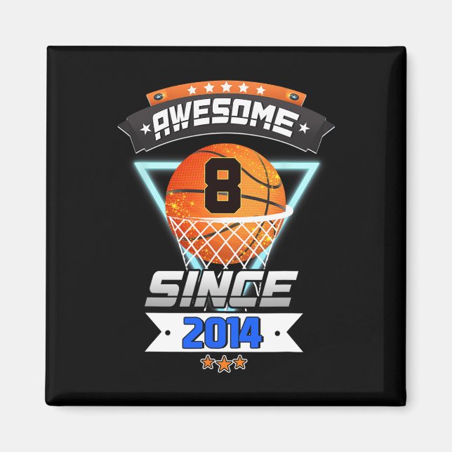 8:e födelsedagen Basketball Player 8 ÅRS Gi Magnet (Framsidan)