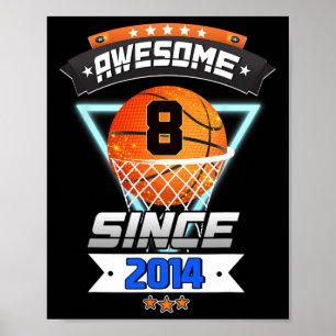 8:e födelsedagen Basketball Player 8 ÅRS Gi Poster