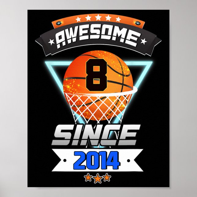 8:e födelsedagen Basketball Player 8 ÅRS Gi Poster (Framsidan)
