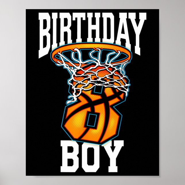 8:e födelsedagen Basketboll 8 år Gammalt barn Gift Poster (Framsidan)