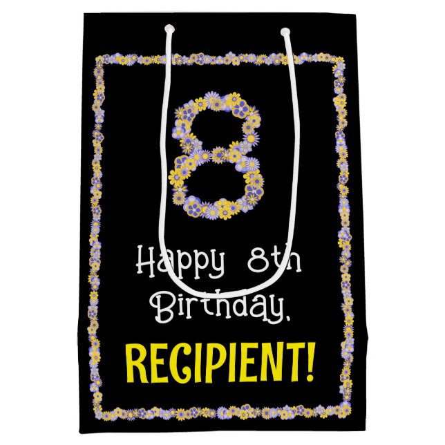 8:e födelsedagen: Blommigt Flowers Number, eget na (Baksidan)