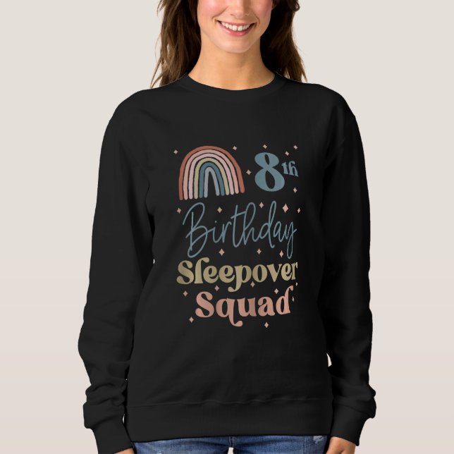 8:e födelsedagen Boho Rainbow Sleepover Squad Paja T Shirt (Framsida)