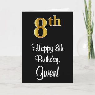 8:e födelsedagen ~ Elegant Luxurious Faux Guld Se Kort