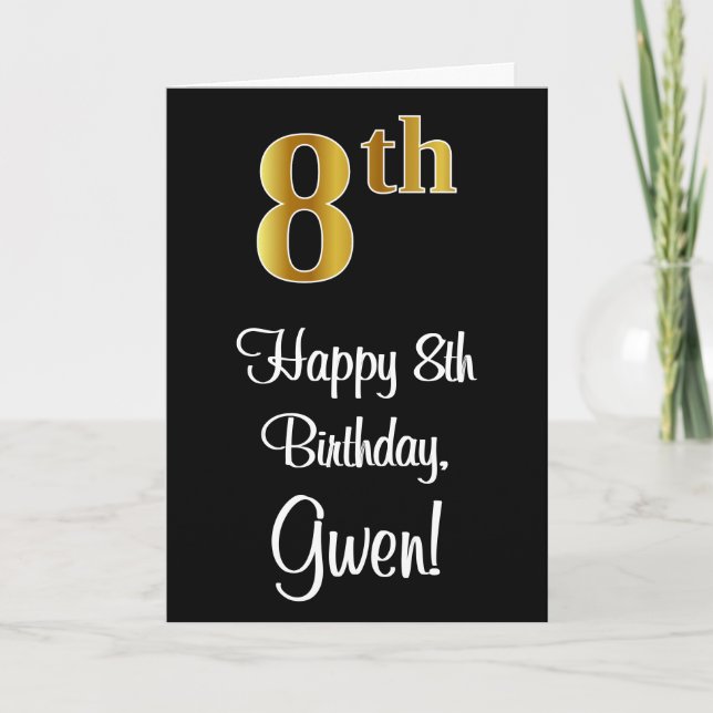 8:e födelsedagen ~ Elegant Luxurious Faux Guld Se  Kort (Framsida)