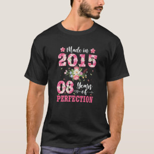8:e födelsedagen för kvinnors Blommigt 2015 T Shirt