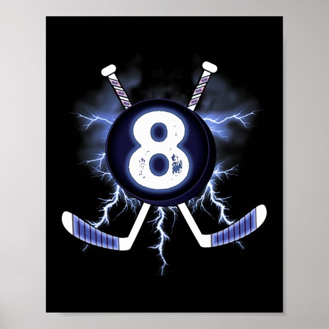 8:e födelsedagen - Ice Hockey 8-årig gåva Poster (Framsidan)