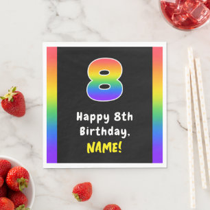 8:e födelsedagen: Rainbow Spectrum nr 8, eget namn Pappersservett