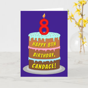 8:e födelsedagen: Roligt Cake and Candle + Custom Kort