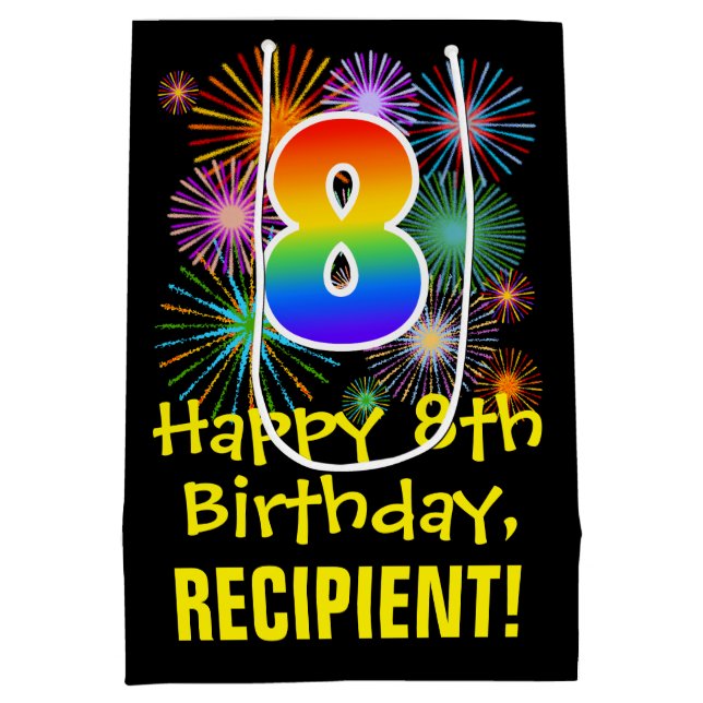 8:e födelsedagen: Roligt Fireworks Mönster + regnb (Baksidan)