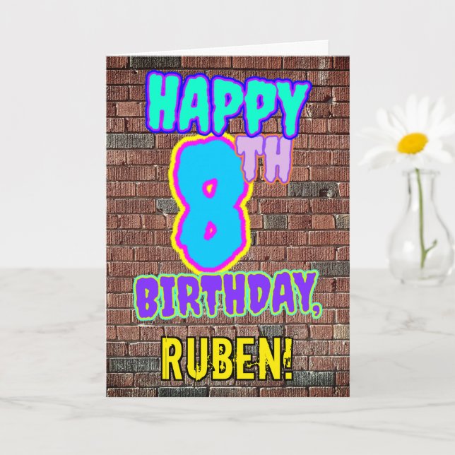 8:e födelsedagen - Roligt, Urban Graffiti Inspired Kort (Liten växt)