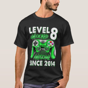 8:e födelsedagsdagen 8 år gammal nivå 8 olåst t shirt