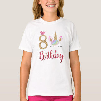 8:e födelsedagsdagen Unicorn Dabbing, 8 år gammal T Shirt