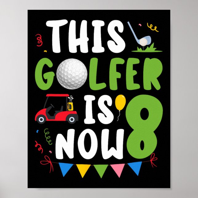 8:e Födelsedagsfesten Golf Boy Åtta års gamla Golf Poster (Framsidan)