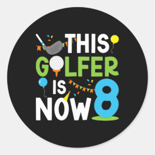 8:e Födelsedagsfesten Golf Boy Åtta års gamla Golf Runt Klistermärke