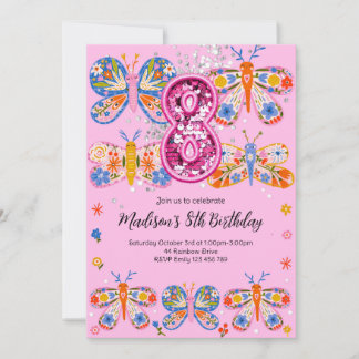 8:e födelsedagsfjäril inbjudningar