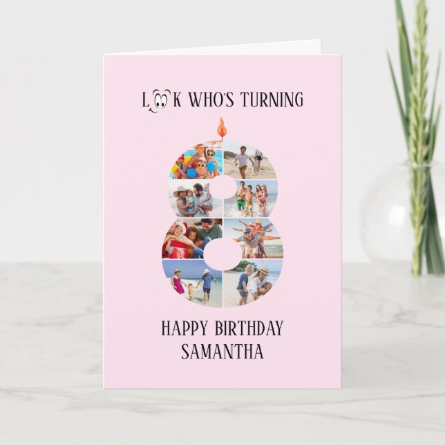 8:e födelsedagsfotokortet kort (Framsida)