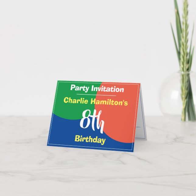 8:e födelsedagsinbjudan anteckningskort (Framsida)