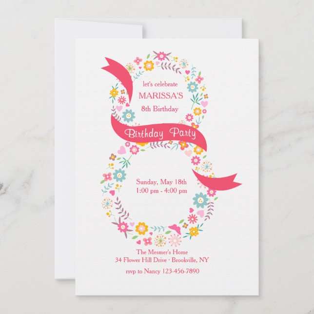 8:e födelsedagsinbjudan inbjudningar (Framsida)