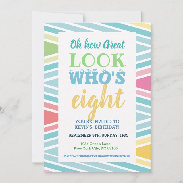 8:e födelsedagsinbjudan Ord Inbjudningar (Framsida)