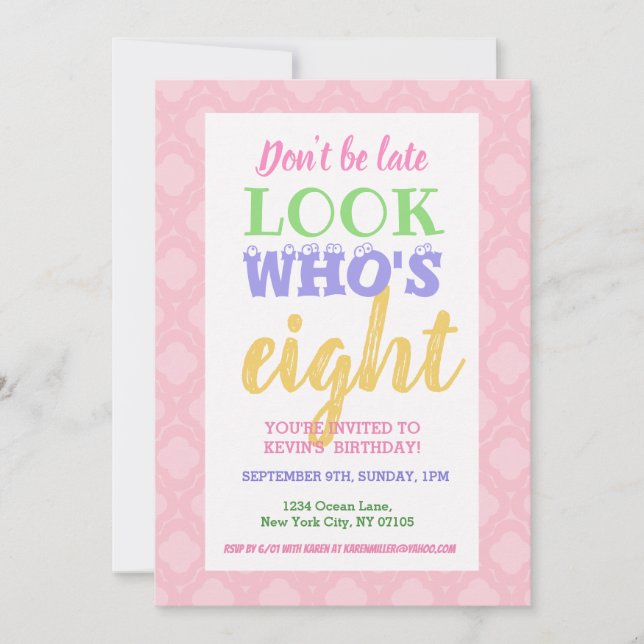 8:e födelsedagsinbjudan Slogans Inbjudningar (Framsida)