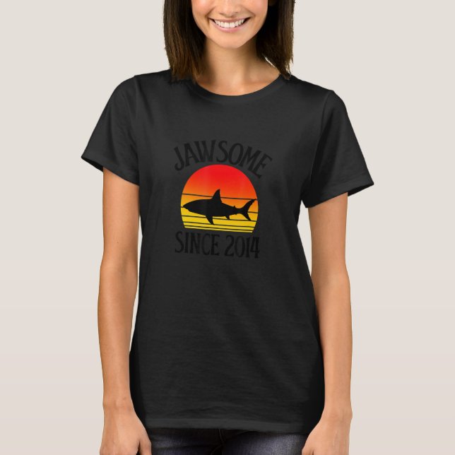 8:e födelsedagsjawsome sedan 2014 8-årig haj t shirt (Framsida)
