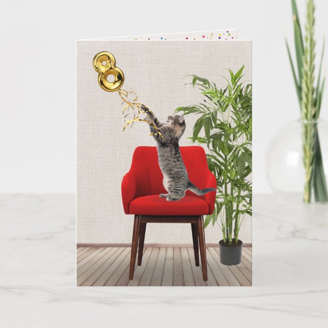 8:e födelsedagskalan med Tabby katt Kort (Framsida)