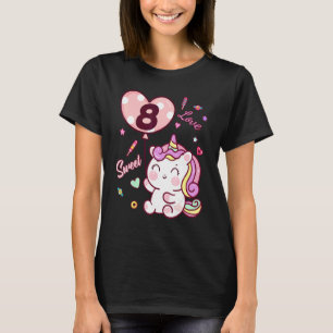 8:e födelsedagskalenliga Unicorn-utrustning 8 år C T Shirt