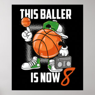 8:e födelsedagspresenten Basketball Player 8 år ga Poster