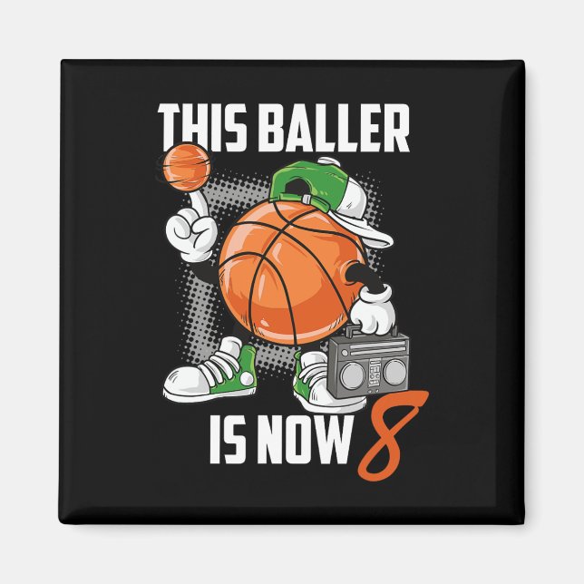 8:e födelsedagspressen Basketball Player Roligt 8  Magnet (Framsidan)