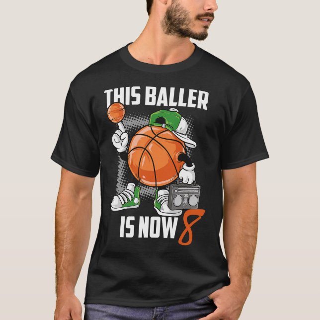 8:e födelsedagspressen Basketball Player Roligt 8  T Shirt (Framsida)