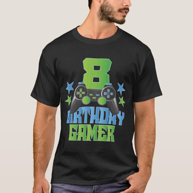 8:e födelsedagsspelaren 8 års gammalt videospel Kä T Shirt (Framsida)