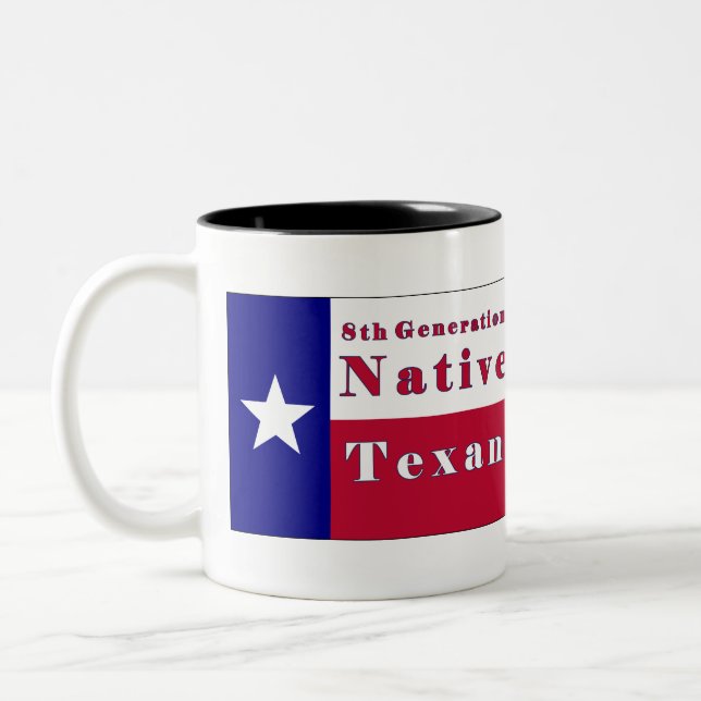8:e Generation Native Texan Flagga Två-Tonad Mugg (Vänster)
