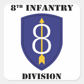 8:e infanteridivisionen med text fyrkantigt klistermärke