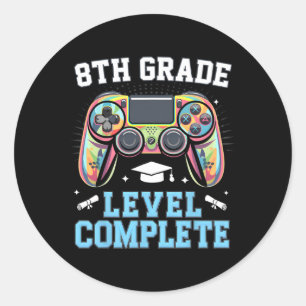 8:e klass nivå komplett sista skoldagen Gamer Runt Klistermärke