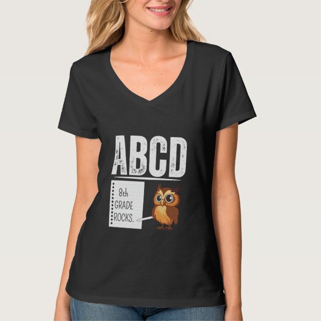 8:e KLASS STEN Pencil ABCD-lärare Back to school T Shirt (Framsida)