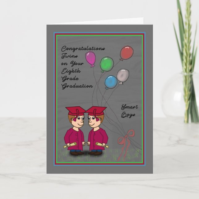 8:e Klass Studenten för Twin Boys Card Kort (Framsida)