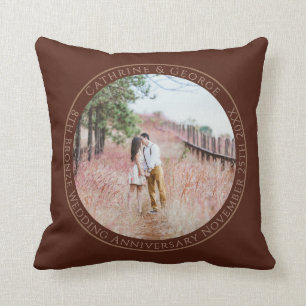 8:e Mörken Bronze Anpassningsbar Foto Bröllop årsd Kudde