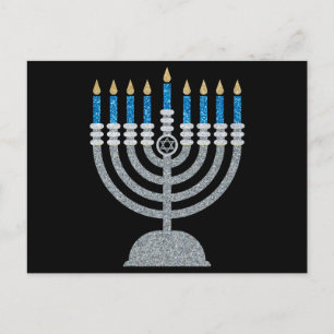 8:e natten i Hanukkah Glitter Vykort