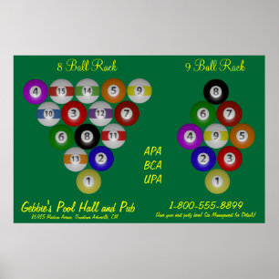 8 för bollkugge för boll 9 Billiard Hall Poster