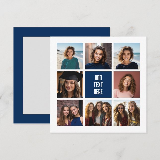 8 Foto Collage Marinblått Monogram - Tacksamhetsko (Fram/baksida)