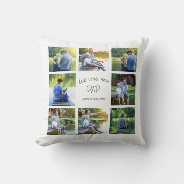 8 Foto Collage Pappa Fader Klenod Kastkudde Kudde (Framsida)