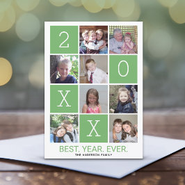 8 Foto Färgblock Bästa året någonsin HNY grön Julkort