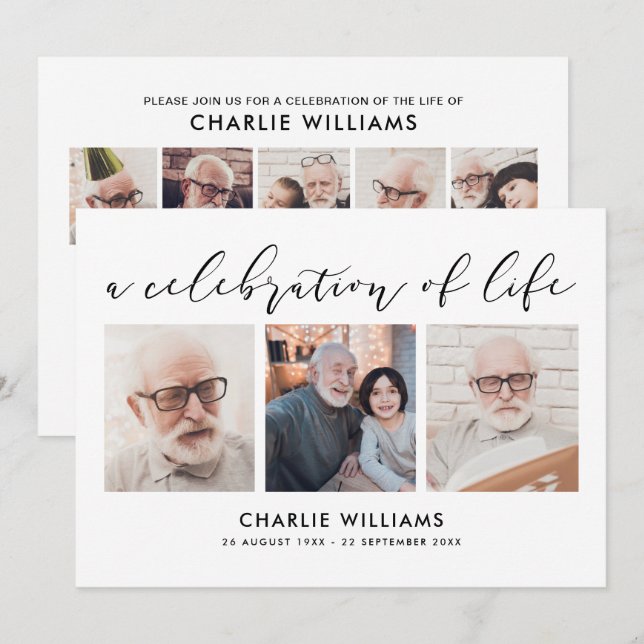 8-foto Firande i Life/Funeral/Memorial Inbjudningar (Fram/baksida)