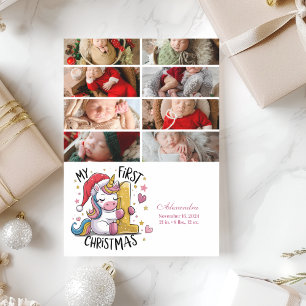 8 Foto Första Baby Jul Rosa Guld Enhörning Julkort