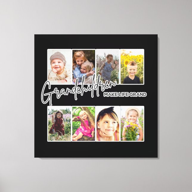 8 Foto "Grandchildren make Life Grand" Canvastryck (Framsida)