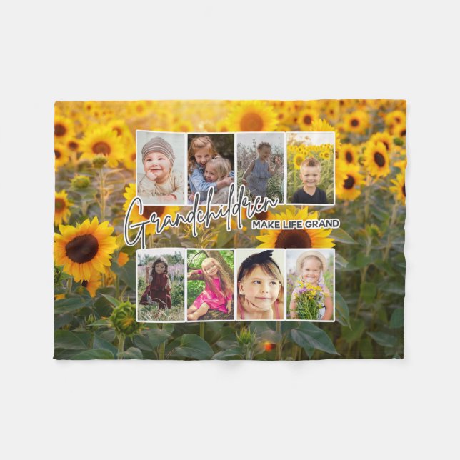 8 Foto "Grandchildren make Life Grand" Fleecefilt (Framsidan (Horisontell))