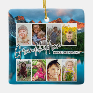8 Foto "Grandchildren make Life Grand" Julgransprydnad Keramik