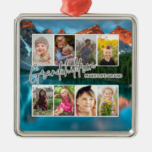 8 Foto "Grandchildren make Life Grand" Julgransprydnad Metall
