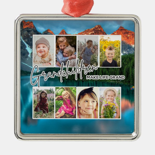 8 Foto "Grandchildren make Life Grand" Julgransprydnad Metall (Framsidan)